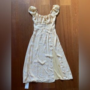 Abercrombie & Fitch midi dress yellow xs BNWT cap sleeve floral